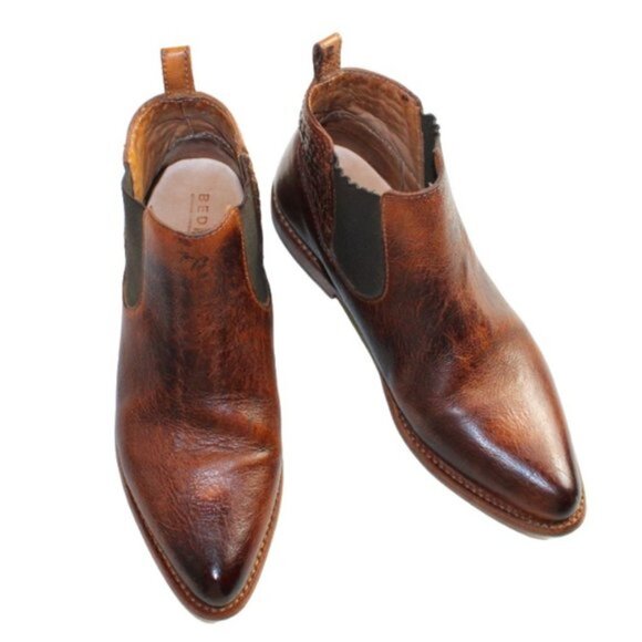 Bed Stu Rove Distressed Brown Leather Vintage Styling Slip-On Bootie Size 7 - Picture 4 of 12